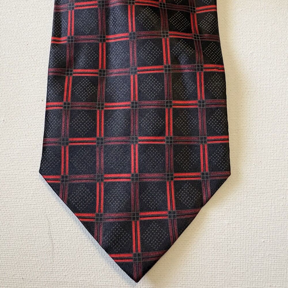 Haggar Silk Neck Tie Black Red Abstract Classic Office Suit